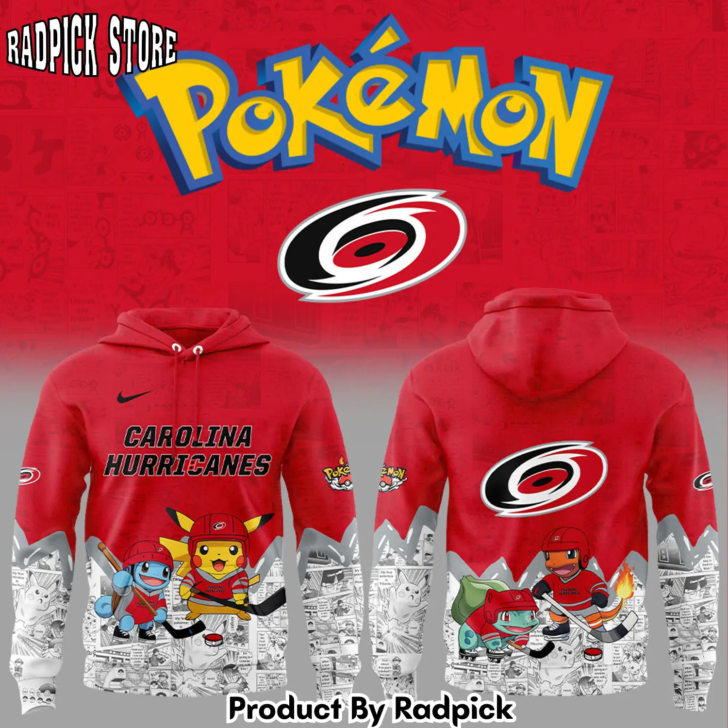 Carolina hurricanes x pokmon new hoodie joggers hoodie and long pants set rp291874